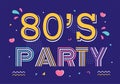 80s Party Cartoon Background Illustration with Retro Music, 1980 Radio Cassette Player and Disco in Old Style Design Royalty Free Stock Photo