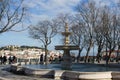 S. Pedro de AlcÃÂ¢ntara park with a view over Castle hill and the Tagus in Lisbon, Portugal Royalty Free Stock Photo