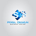 S pixel logo modern creative alphabet letter design vector icon Royalty Free Stock Photo