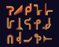 70s poster elements orange collection curve and bend Royalty Free Stock Photo