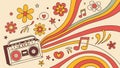 1960s Psychedelic Music and Flowers Vector Art, vector design Generative AI Royalty Free Stock Photo