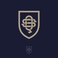 S and Q monogram in the shield. S and Q crossed letters.