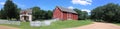 1800s Farmhouse and Red Barn Panorama Royalty Free Stock Photo