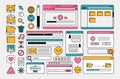 90s retro desktop interface. Retro user computer elements. Vintage old vaporwave icons and screens, UI and UX themes