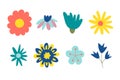 70s retro flower clipart elements