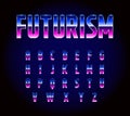 80s Retro Futurism Sci-Fi Font Alphabet Vector