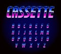 80s Retro Futurism Sci-Fi Font Alphabet Vector