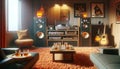 1960\'s Retro Home Stereo Room Audiophile Hi-fi Vintage Tower Speakers Component AI Generated Home Interior