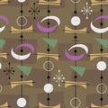 1950s Retro Mid-Century Seamless Pattern Royalty Free Stock Photo