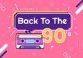 90s Retro Party Cartoon Background Illustration with Nineties Music, Sneakers, Radio, Dance Time and Tape Cassette in Trendy Style Royalty Free Stock Photo