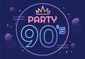 90s Retro Party Cartoon Background Illustration with Nineties Music, Sneakers, Radio, Dance Time and Tape Cassette in Trendy Style Royalty Free Stock Photo