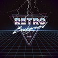 80s Retro Sci-Fi Background with Lightnings