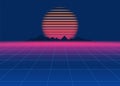 80s Retro Sci-Fi Background. Retro futuristic background, synth retro wave Royalty Free Stock Photo