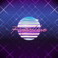 80s Retro Sci-Fi Background. Vector futuristic synth retro wave illustration in 1980s posters style