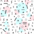 80s retro shapes seamless pattern in soft colors Royalty Free Stock Photo