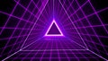 80`s retro style background with triangle grid lights