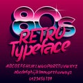 80s retro typeface. Uppercase and lowercase handwritten letters and numbers.