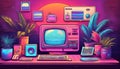 90s retro vaporwave old desktop user interface elements. Cute nostalgic computer ui, vintage aesthetic icons and windows vector