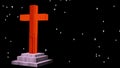 16s rotating wooden cross pedestal with falling crosses on black background HD video