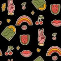 70s 80s groovy retro seamless vector pattern Royalty Free Stock Photo