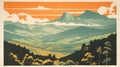 1970s Screen Printed Color Blocking Savanna Postcard For Great Smoky Mountains National Park