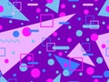 80s seamless pattern with geometric shapes in memphis style. Circles and triangles. Colorful abstract background for printing on Royalty Free Stock Photo