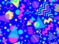 80s seamless pattern with geometric shapes in memphis style. Circles and triangles. Colorful abstract background for printing on Royalty Free Stock Photo