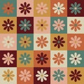 70 s seamless pattern. Retro flower geometric seamless background in seventies style. Groovy scrapbook paper. Yellow, orange, Royalty Free Stock Photo