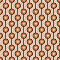 70 s seamless pattern. Retro geometric seamless background in seventies style. Groovy scrapbook paper. Yellow, orange, brown