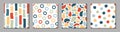 Set of seamless patterns with abstract shapes, lines. Colorful vector elements for background, wallpaper, textile, cover, banner, Royalty Free Stock Photo