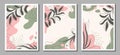 Botanical wall art. Abstract organic vector shapes, leaves, plants.