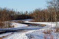 S shape road in winter Royalty Free Stock Photo