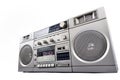 1980s Silver radio boom box isolated on white Royalty Free Stock Photo