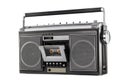 1980s Silver retro radio boom box isolated on white background Royalty Free Stock Photo