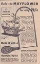 Vintage 1950s newspaper advert - Build the Mayflower from Hobbies Ltd.