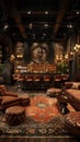 1920s speakeasy with a jazz stage and flapper-inspired decor3D render