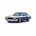 1970s Sports Coupe Anime Style Character: Iconographic Symbolism In Minimalistic Design Royalty Free Stock Photo