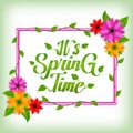 It`s spring time vector greeting background design template with white space for text ,colorful flowers and elements for spring se Royalty Free Stock Photo