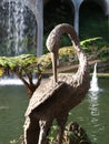 Graceful heron in the exotic garden of Funchal