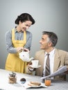 1950s style couple having breakfast Royalty Free Stock Photo