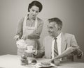 1950s style couple having breakfast Royalty Free Stock Photo