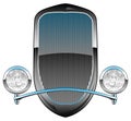 1930s Style Hot Rod Car Grill with Headlights and Chrome Trim Vector Illustration