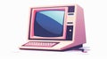 '80s style retro computer. Old PC monitor. Outdated nostalgic desktop. 1980s device icon, vintage technology of Royalty Free Stock Photo