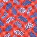 1950s Style Retro Tropical Leaves Seamless Vector Pattern. Jungle Foliage Hand Drawn