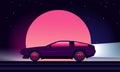 80s style sci-fi background with supercar