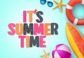 It`s summer time background banner template with colorful 3D summer text Royalty Free Stock Photo