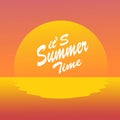 It`s summer time sunset beach. Summer lettering