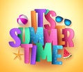 It`s summer time vector banner greeting design with colorful text typography Royalty Free Stock Photo