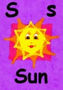 S is for sun. Learn the alphabet and spelling.
