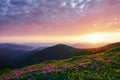 It`s almost sunset. Majestic Carpathian mountains. Beautiful landscape. Breathtaking view